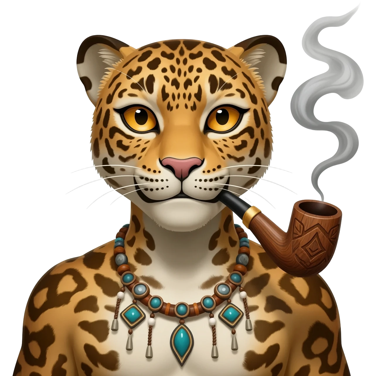 hombre-jaguar fumando pipa chamanica emoji