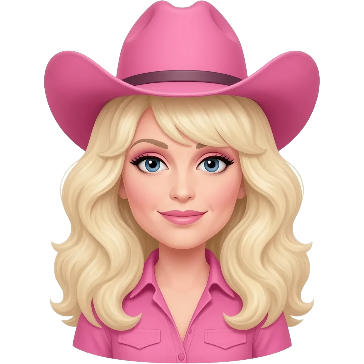 dolly parton with big hair and a pink cowboy hat emoji