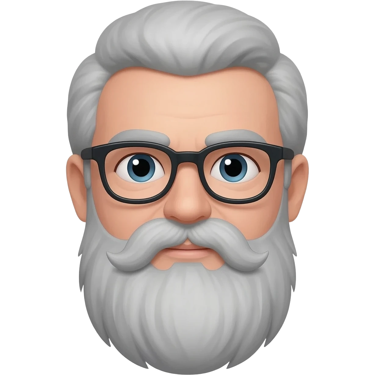 Gray hair with a long gray goatee and glasses emoji