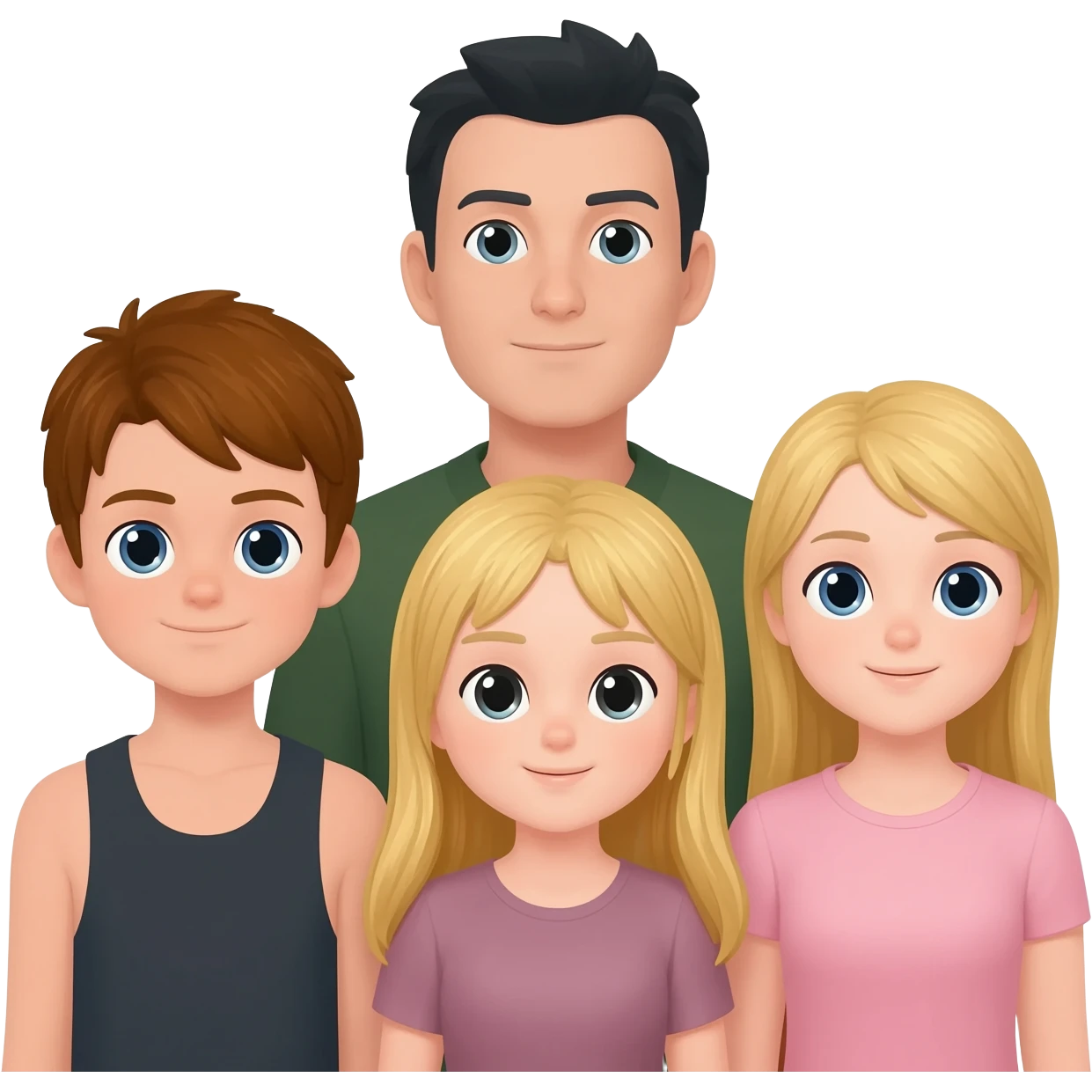 One boy brown and two blonde girls and one white with black hair emoji