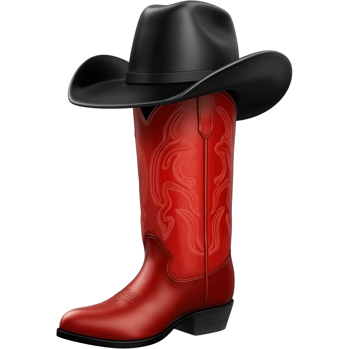 have a redcowboy boot but put a cowboy hat ontop of the boot emoji
