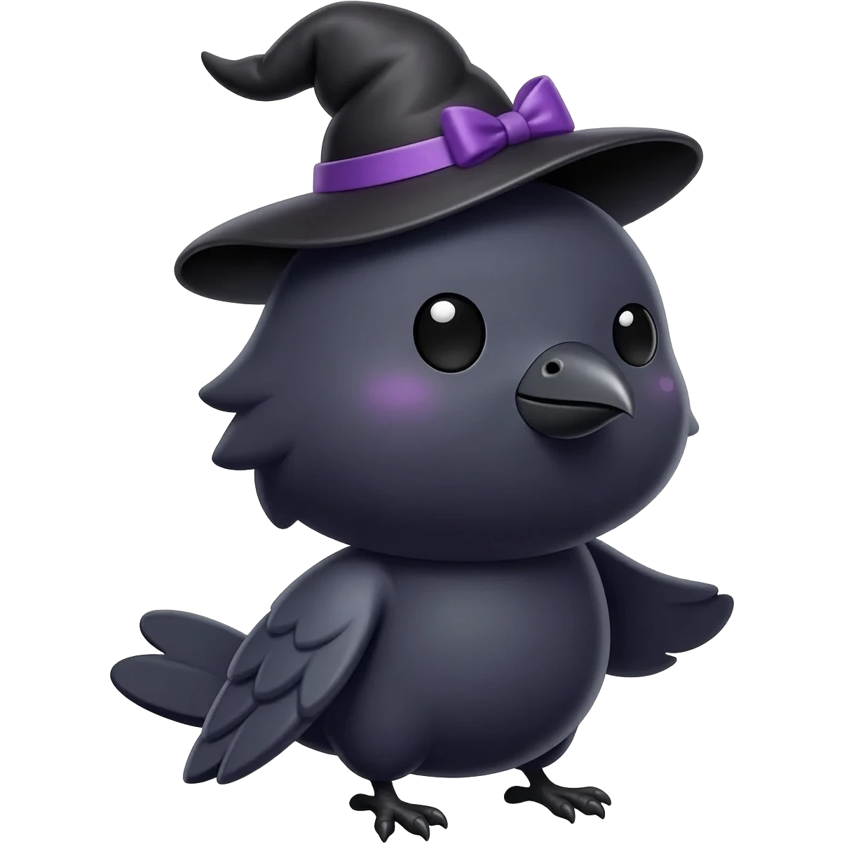 kawaii raven wearing a witch hat side eye emoji