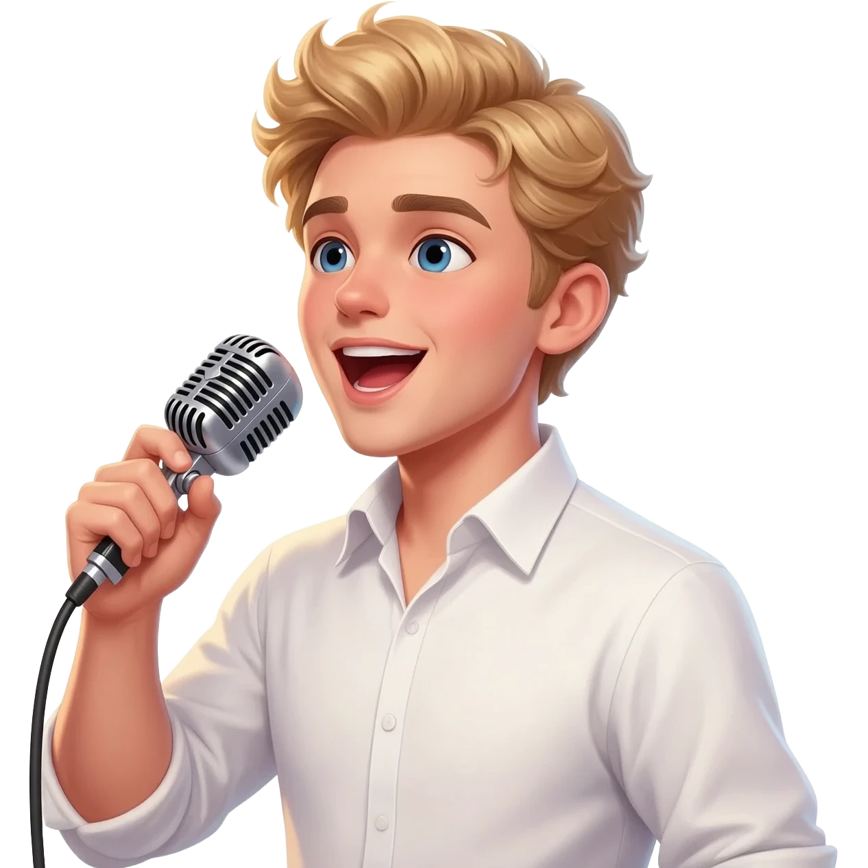 노래 부르는 멋지고 잘생긴 금발 청년 emoji