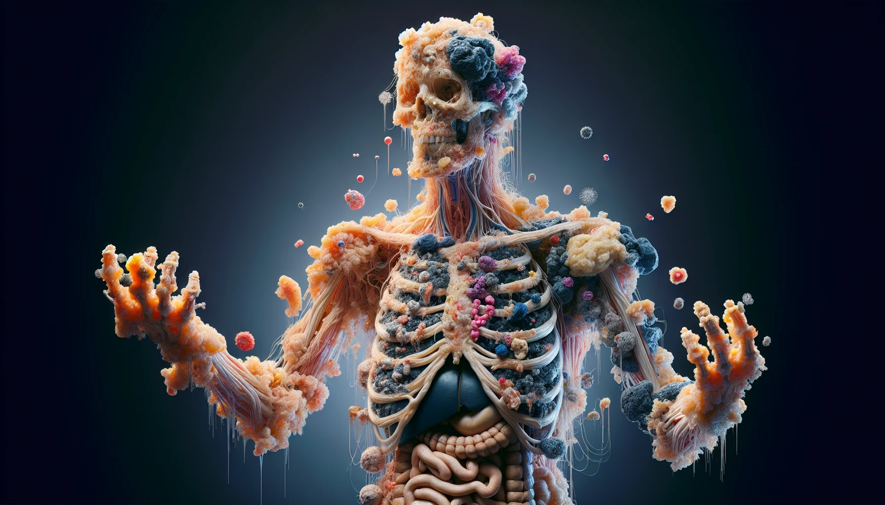 corpo umano anatomico che accumula tossine e malattie nel corpo , iperrealistico 4k emoji