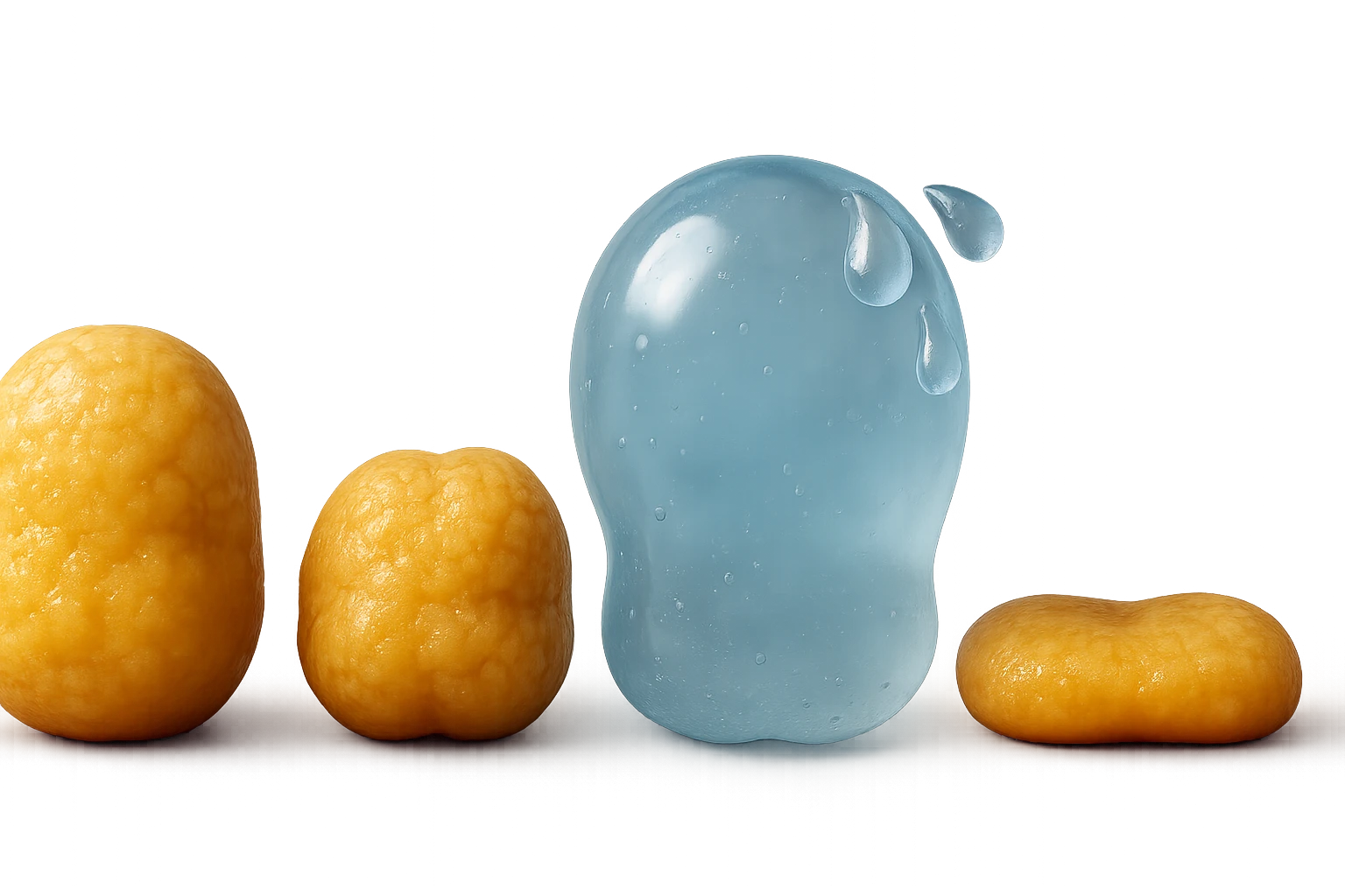 il processo di una cellula adiposa che si sgonfia, si gonfia di acqua e infine si appiattisce, 3d iperrealistica 4k emoji