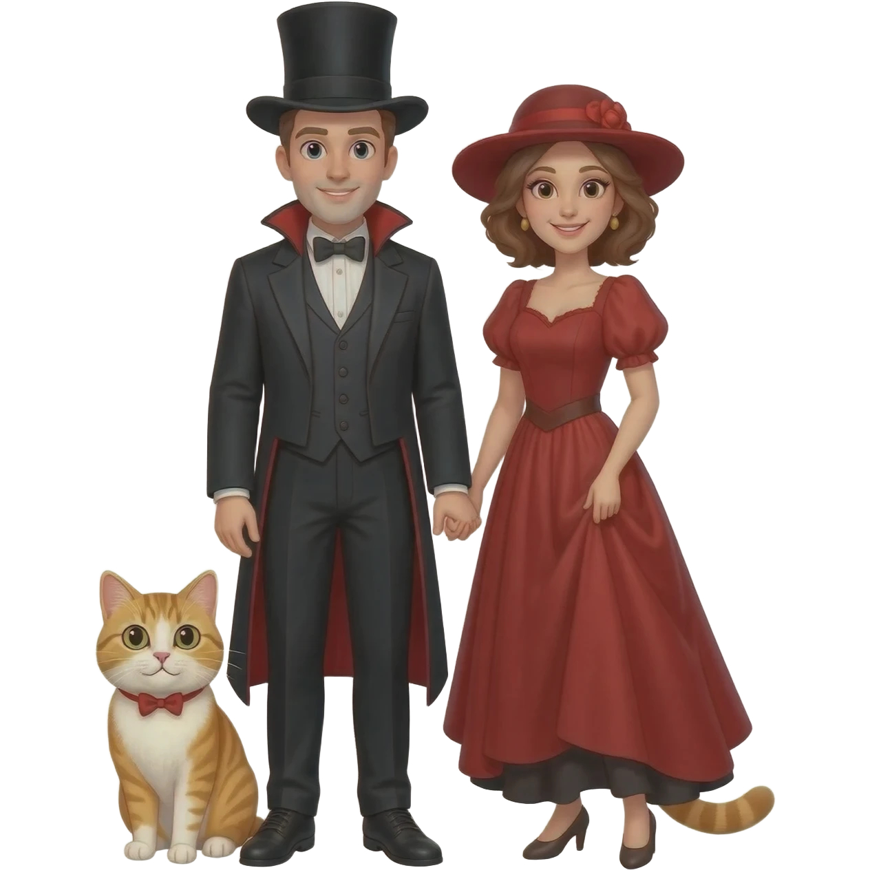 magician couple and their pet cat emoji