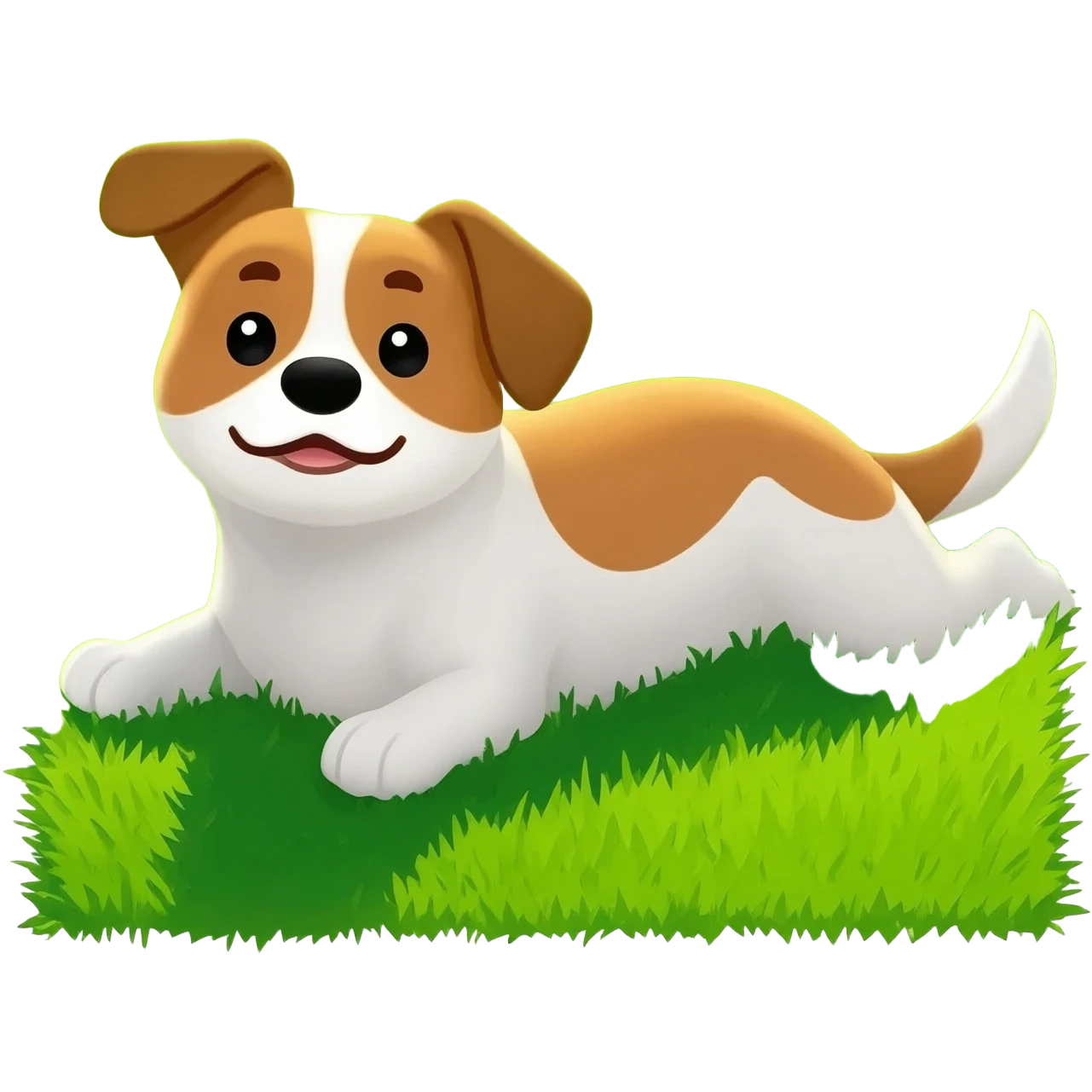 a dog that is hot in the sun on the lawn emoji