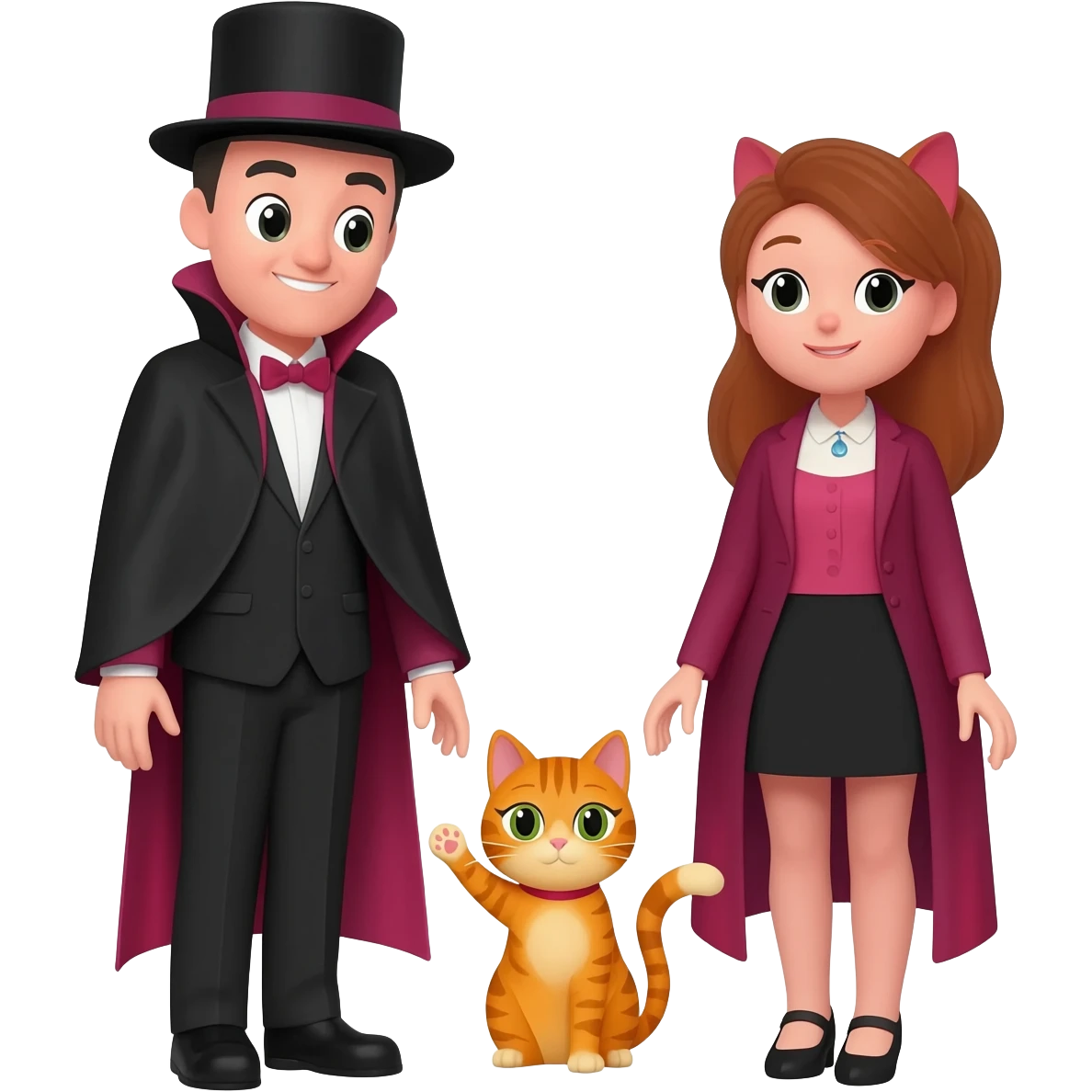 magician couple and their pet cat emoji