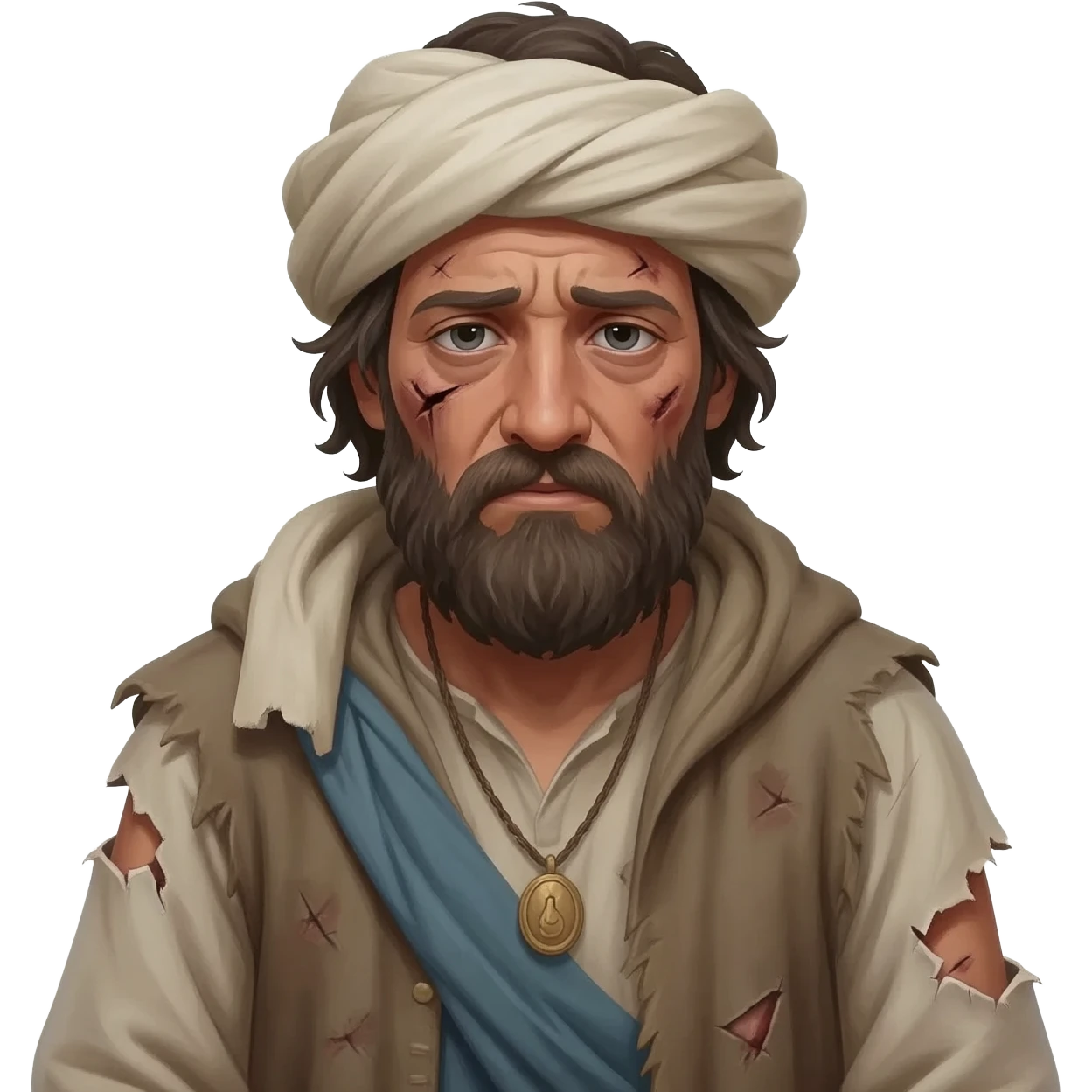 парень грустный без денег бендый в рваной одежде растроенный ,  времена древнего иерумалима  emoji