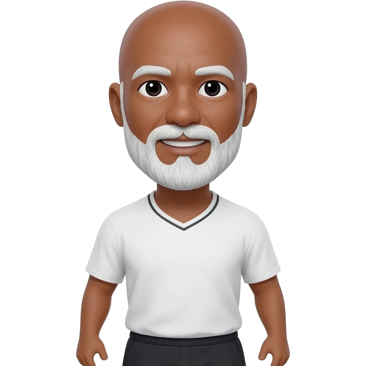 Tennis player adult black bald male white short beard and mustache emoji