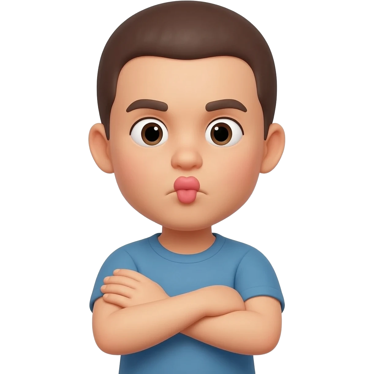 Yellow face Pouting little arms crossed emoji