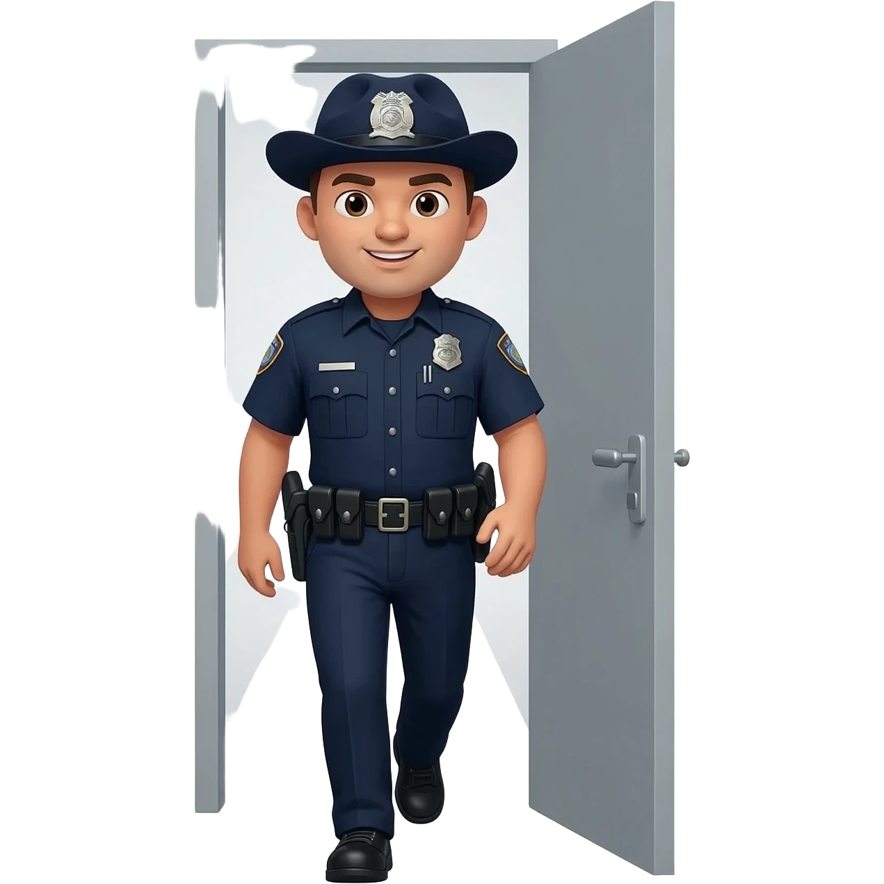 cop walking through grey door emoji