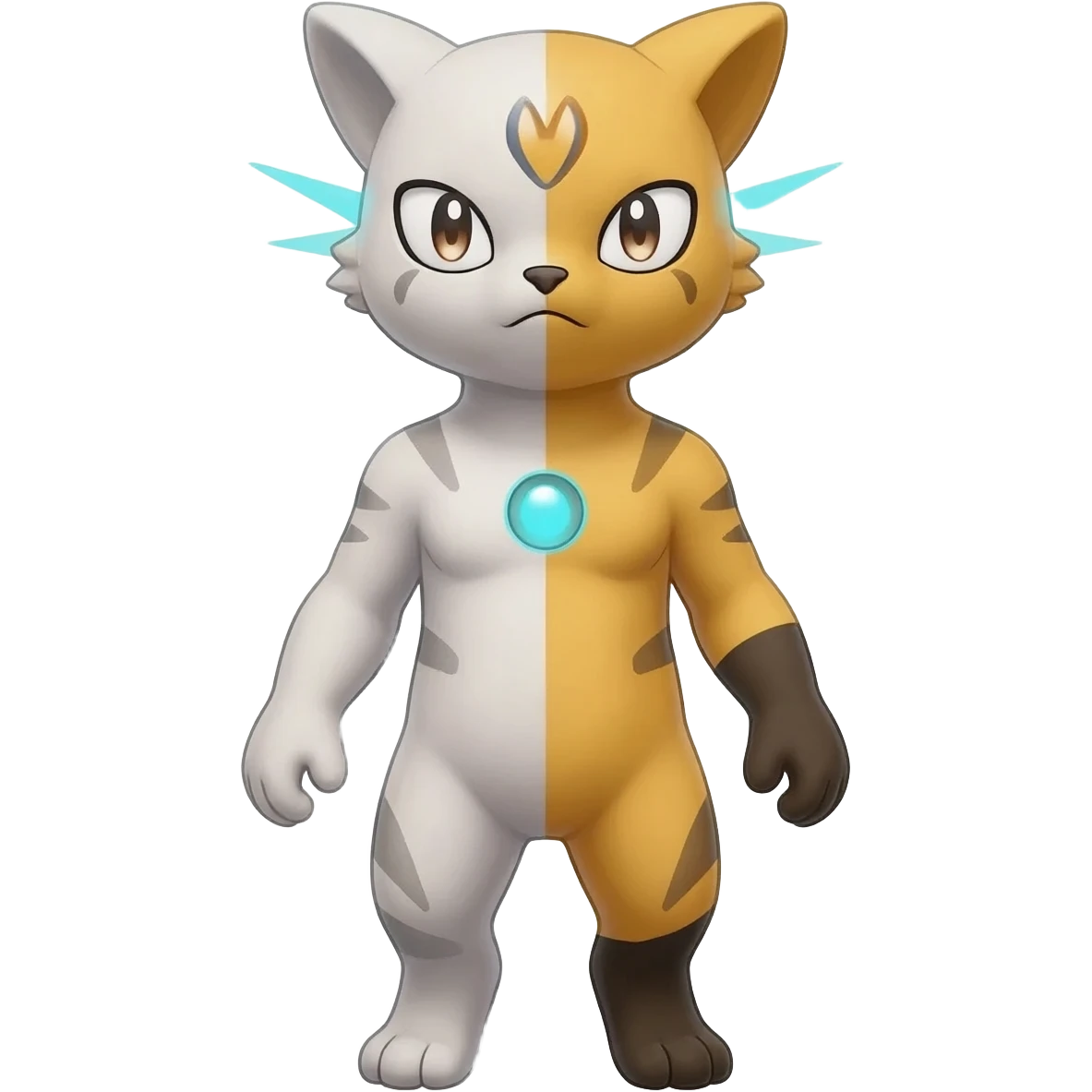 Meloetta-Vernid-Bobcat-Primagen-Fionbri-Trico-Protogen-hybrid-fusion-Fakémon-creature, full body emoji