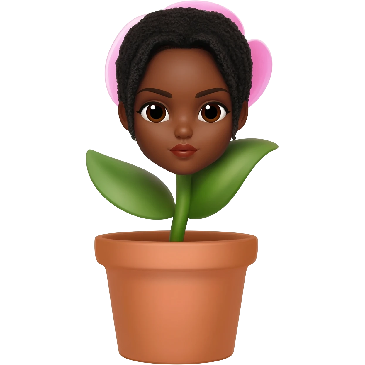 Make a naked black women With her body half way coming out the flower pot emoji
