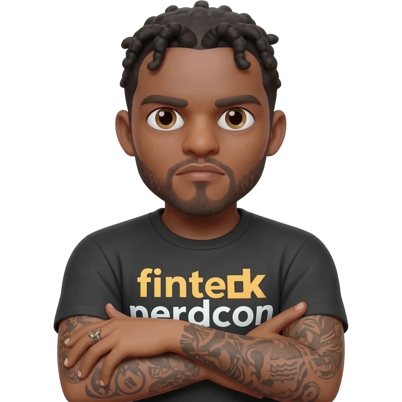 can you make me an image of bad bunny hugging the word "fintech nerdcon" emoji