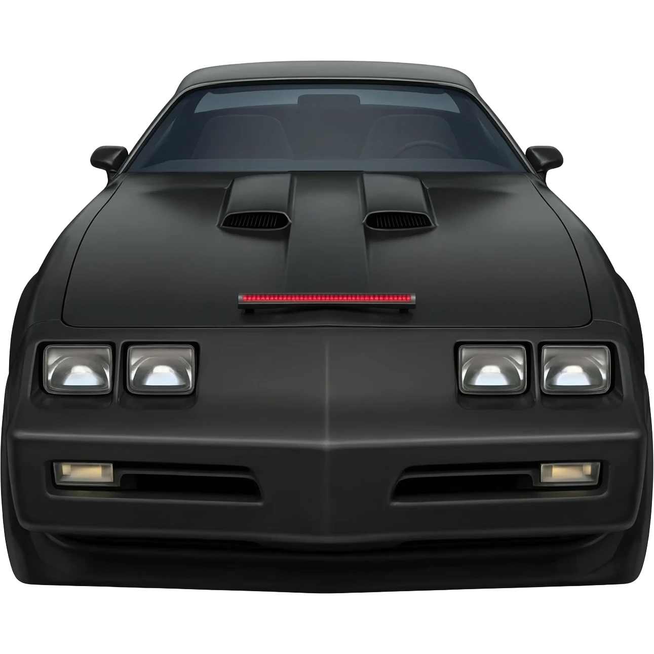 KITT the black Trans Am from the Knight Rider TV show with the scanner bar of red lights on the front of the hood emoji