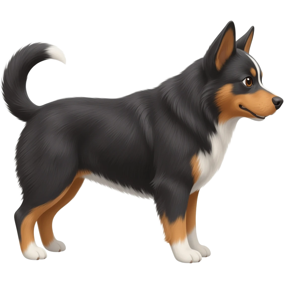 black, brown, and white Australian Shepherd/Blue Heeler mix emoji