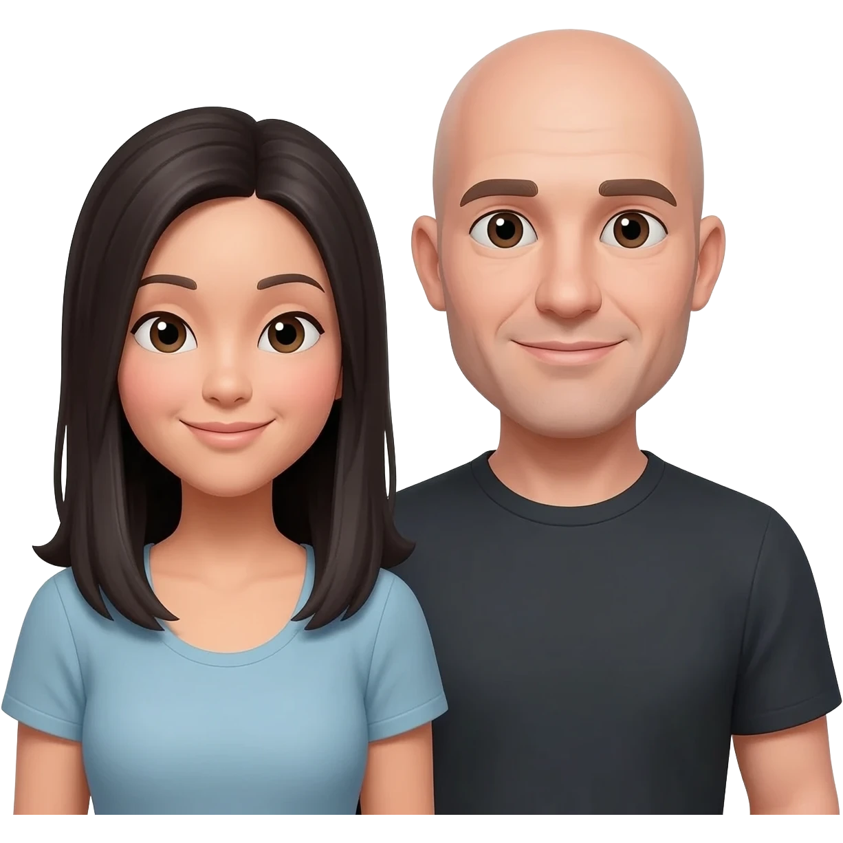 White Caucasian no hair his girlfriend from Asian emoji