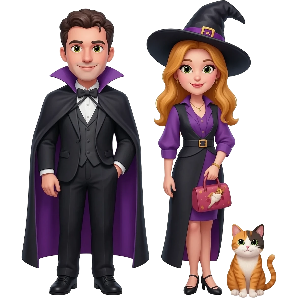 magician couple and their pet cat emoji