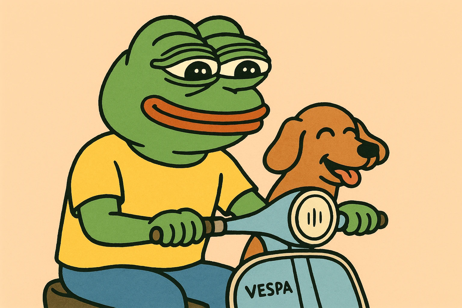 man and his pet dog riding a vespa emoji