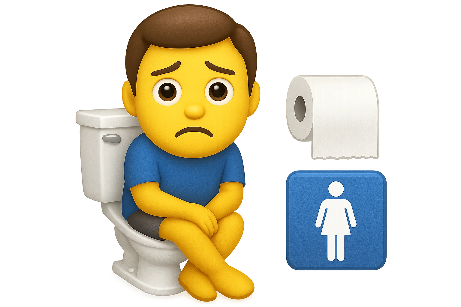 emoji stile iphone che riguarda l'argomento "stipsi/andrò al bagno oggi?", iperrealistico 4k emoji