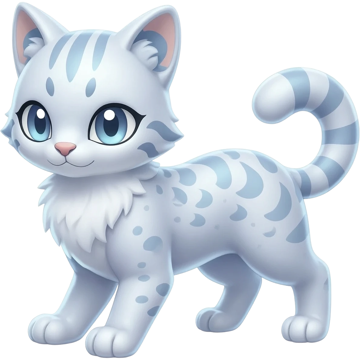 pastel white glorious divine exotic cute cool beautiful shiny beautiful fantasy-caracal-civet-genet-sergal-vernid-Cacomistle-oncilla-animal-Fakémon-hybrid-fursona (full body) emoji