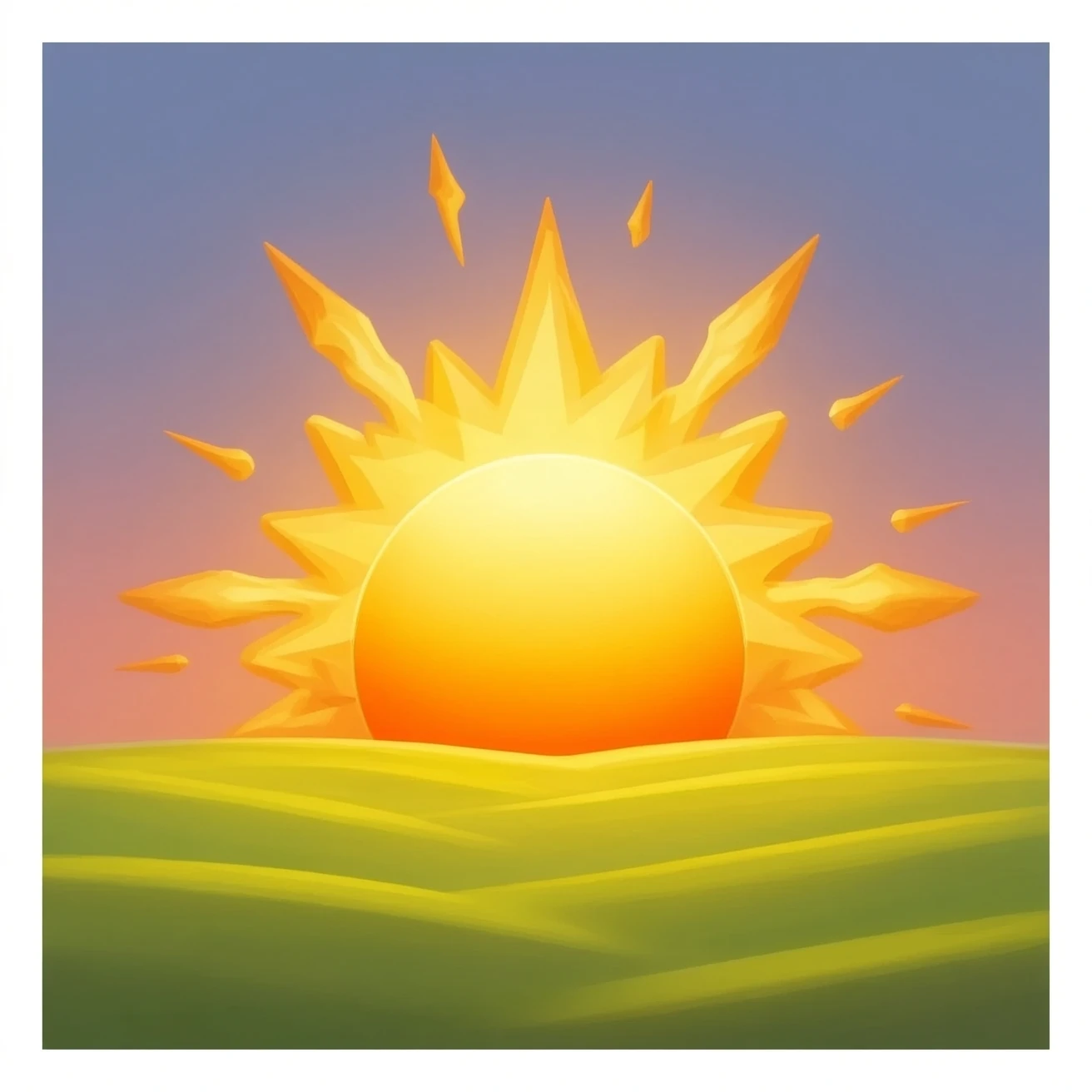 colossal sun disk rising with solar flares bursting outward emoji