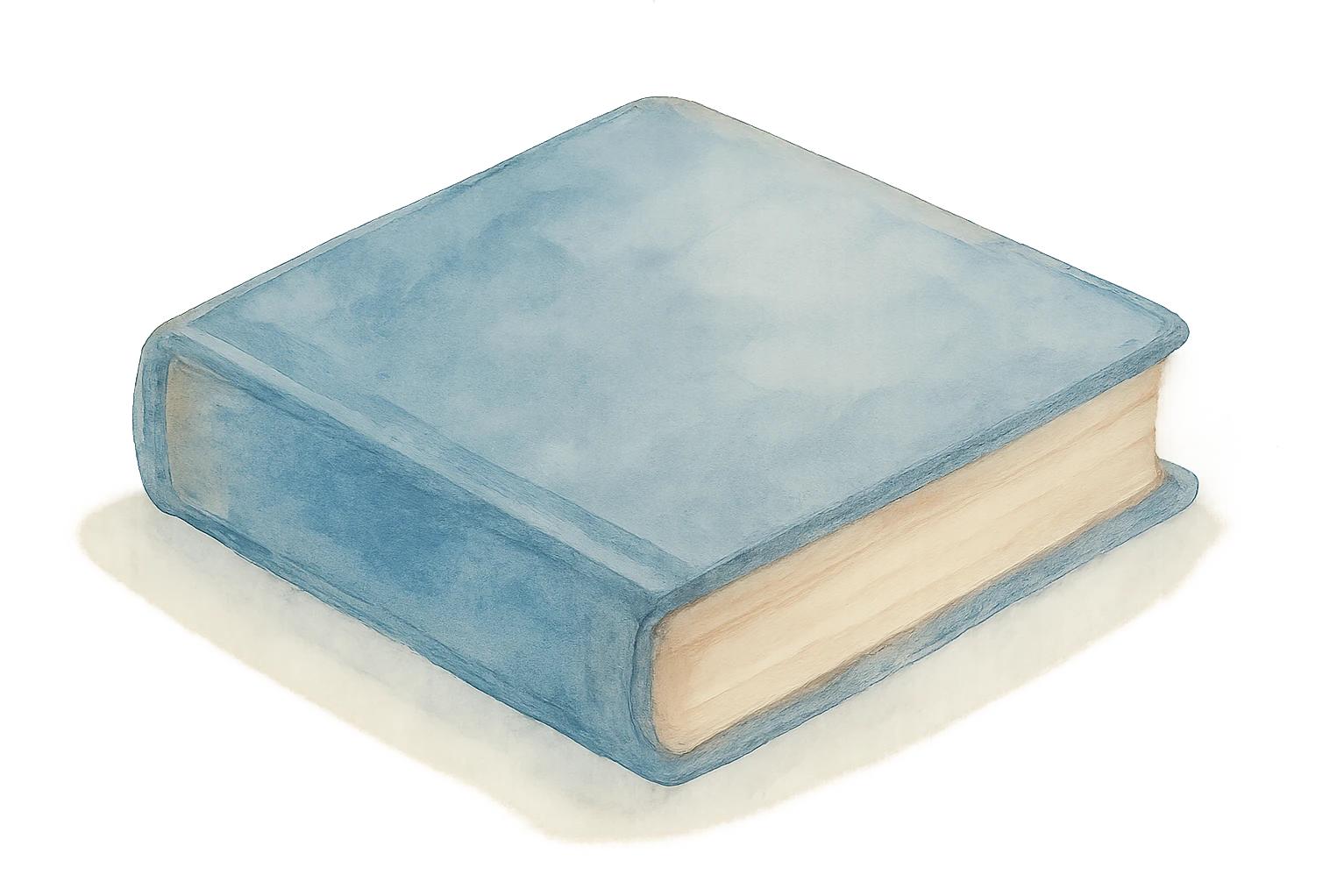 antique closed book, blue color, dreamy painterly watercolor style, visible brushstrokes, a little more saturation and contrast emoji