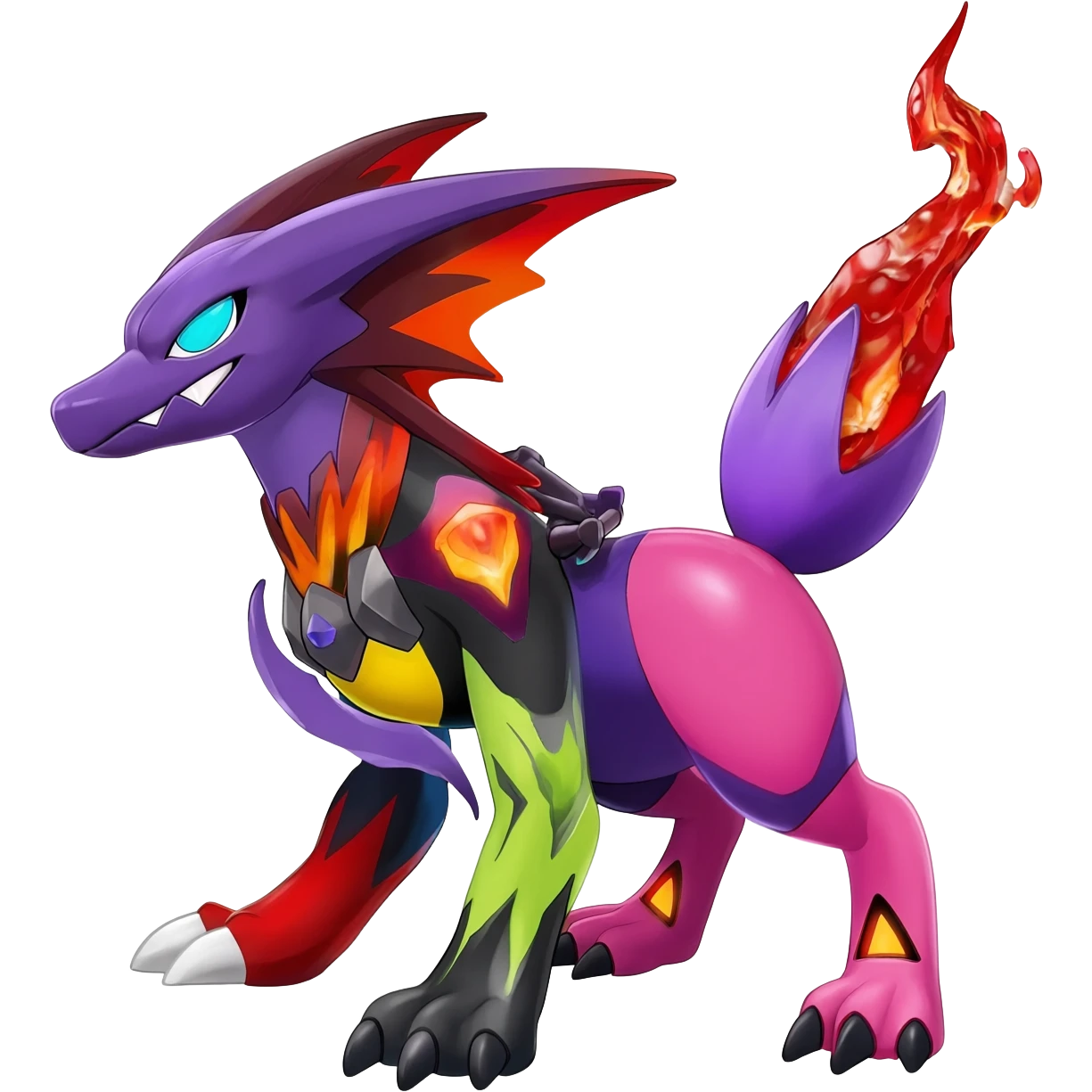 Colorful Shiny Cool Badass Spicy Evil Spooky Meloetta-Litten-Guilmon-Darkrai-Pokémon-Fakémon-fusion-hybrid-creature emoji