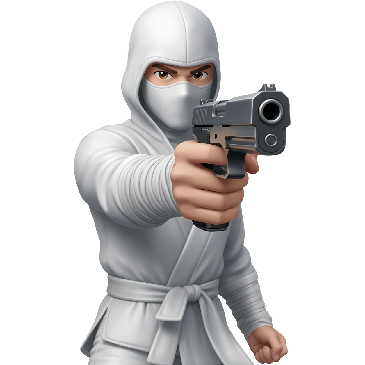 Roupa de ninja branca com arma de fogo emoji