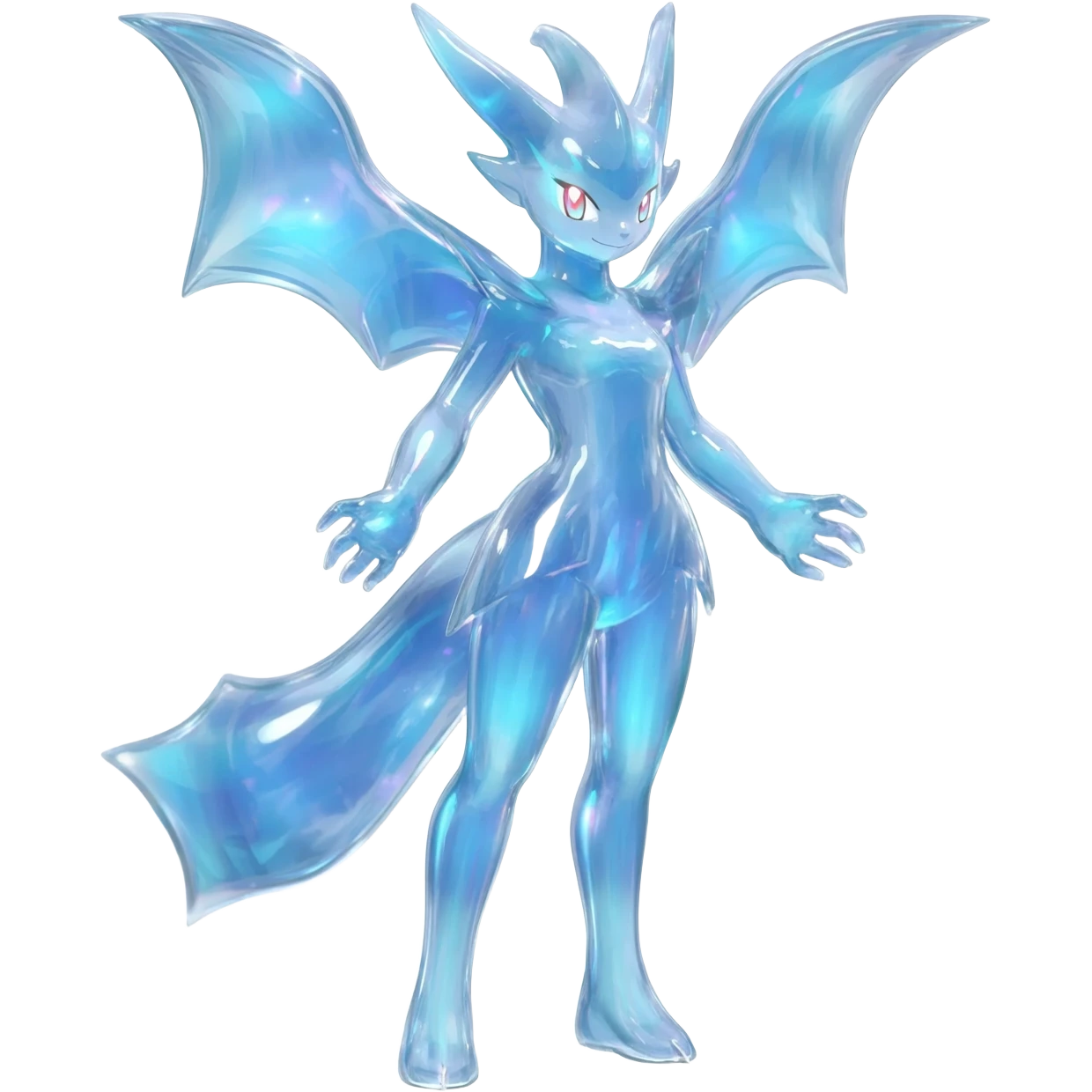 Shiny luminescent translucent diaphanous Diancie-Palkia-Amaura-Aurorus-Salamence-aesthetic-fusion emoji