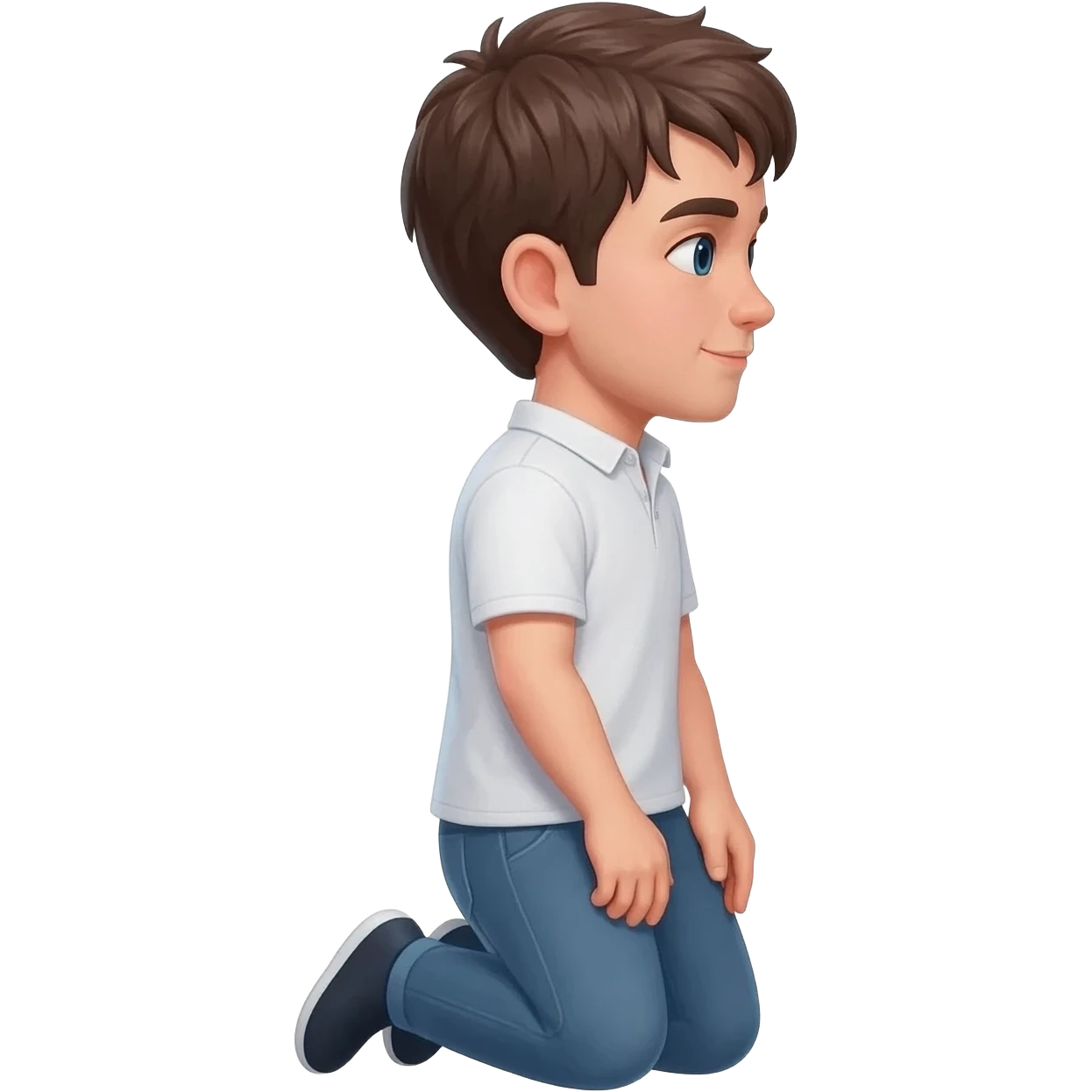 нарисуй моялящегося парня на коленях  20 - 25 лет с боку  emoji