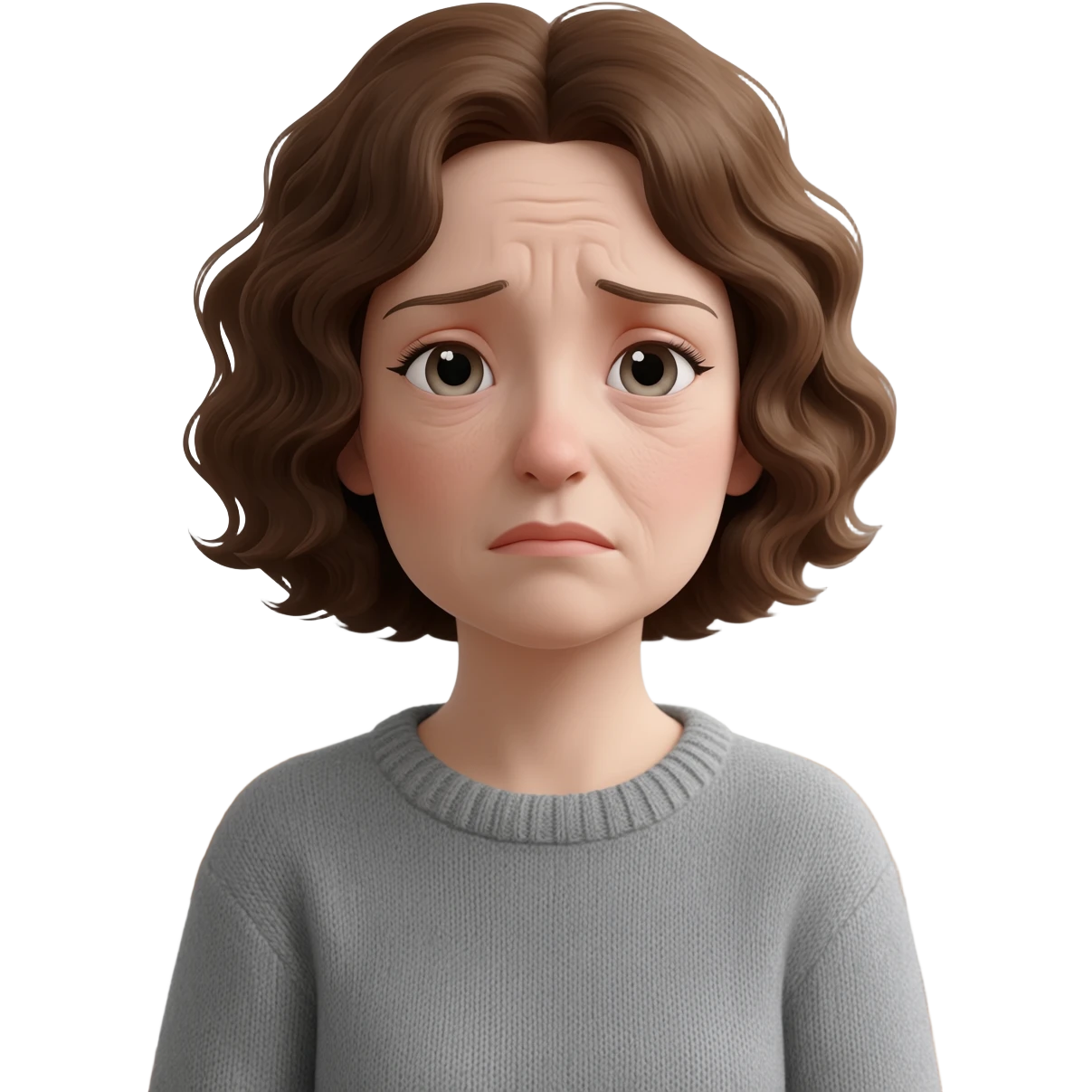 Mujer pelo castaño cansada sentada emoji