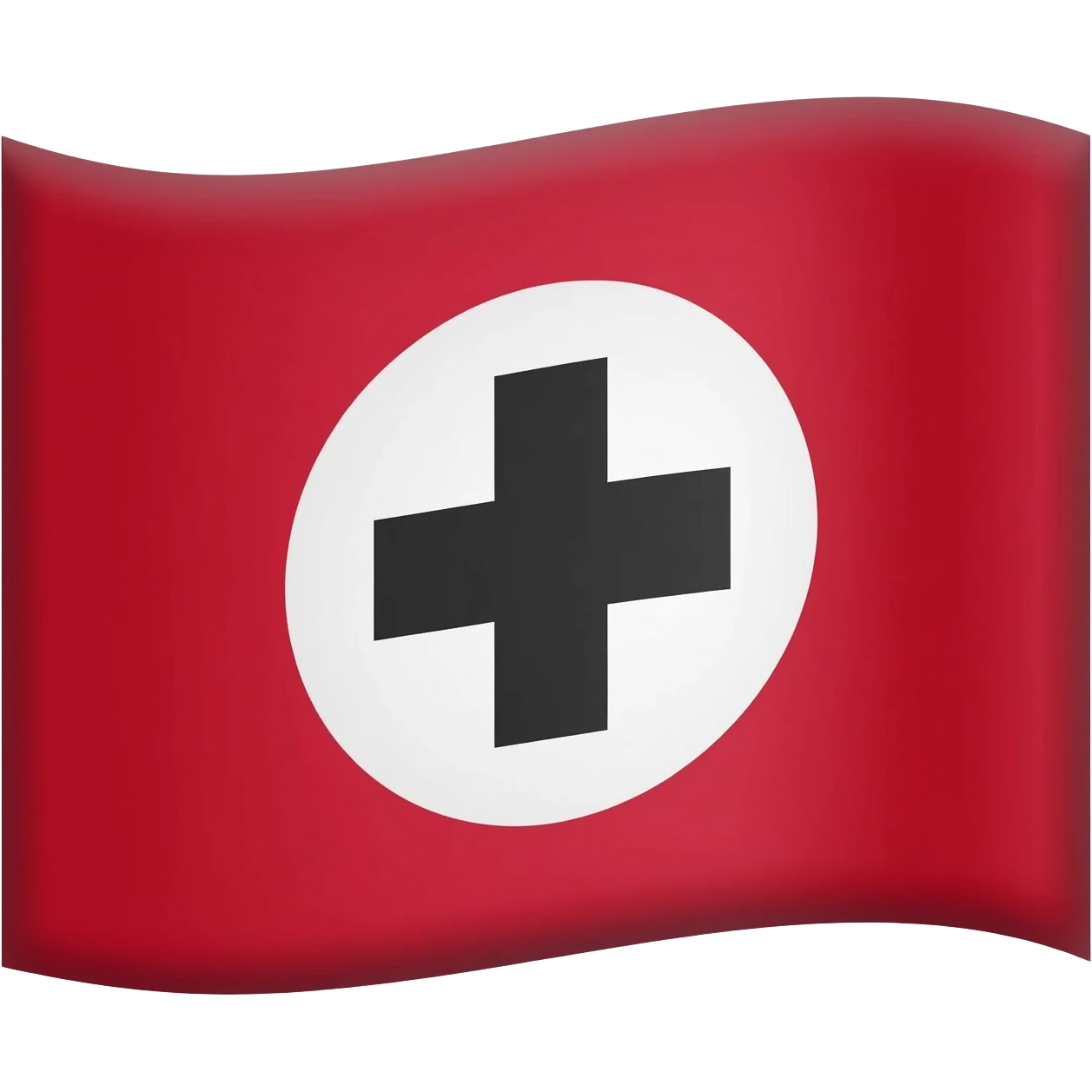 A red flag that has a white circle and a black + sign in the middle emoji