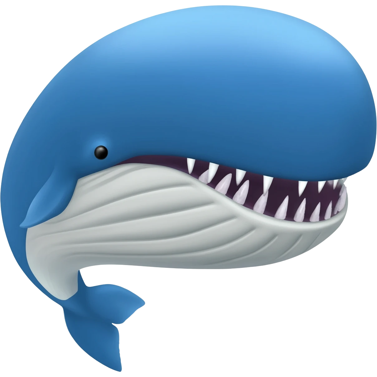 Whale with sharp teeth and a circular mouth emoji