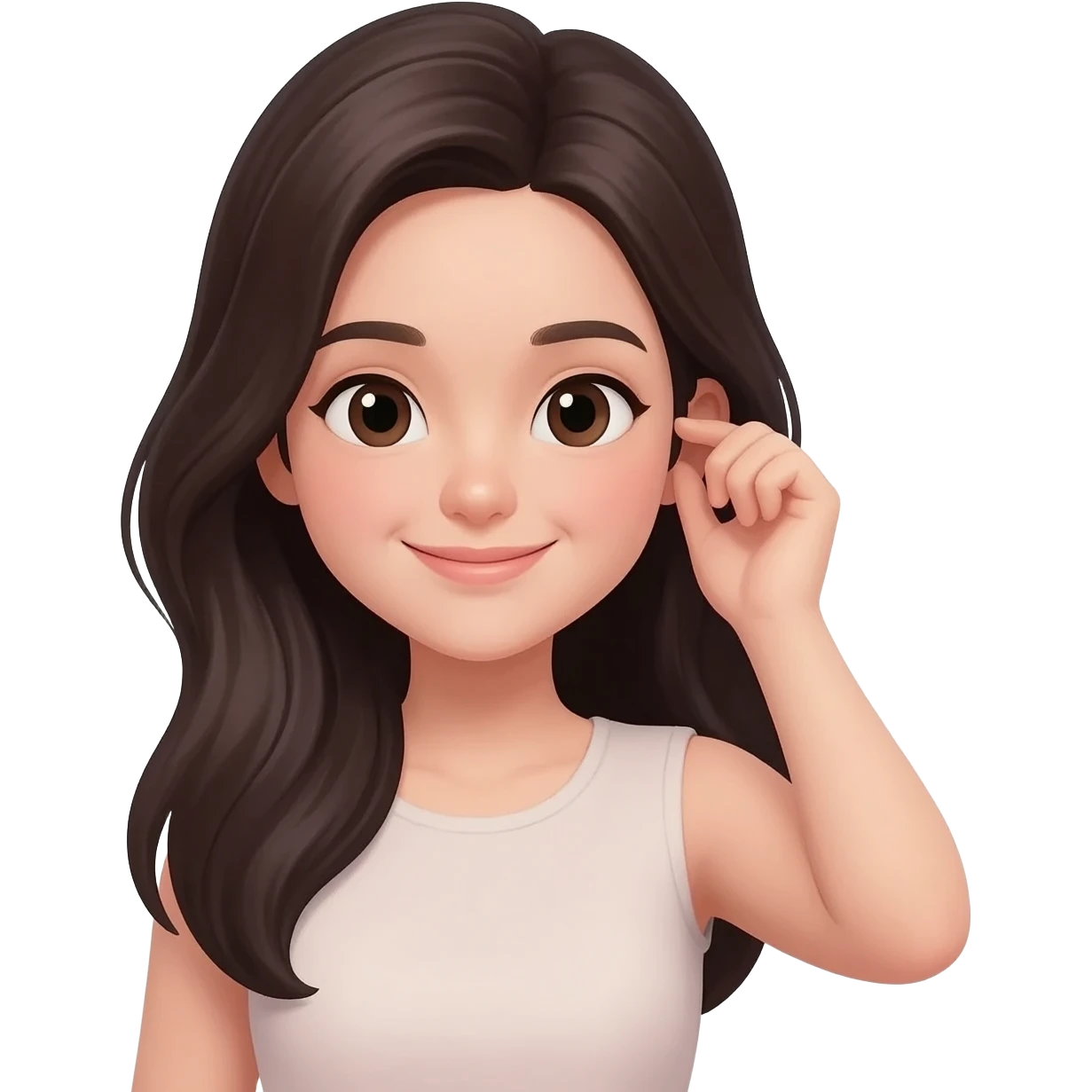 Girl tucking her hair behind her ears emoji sticker emoji