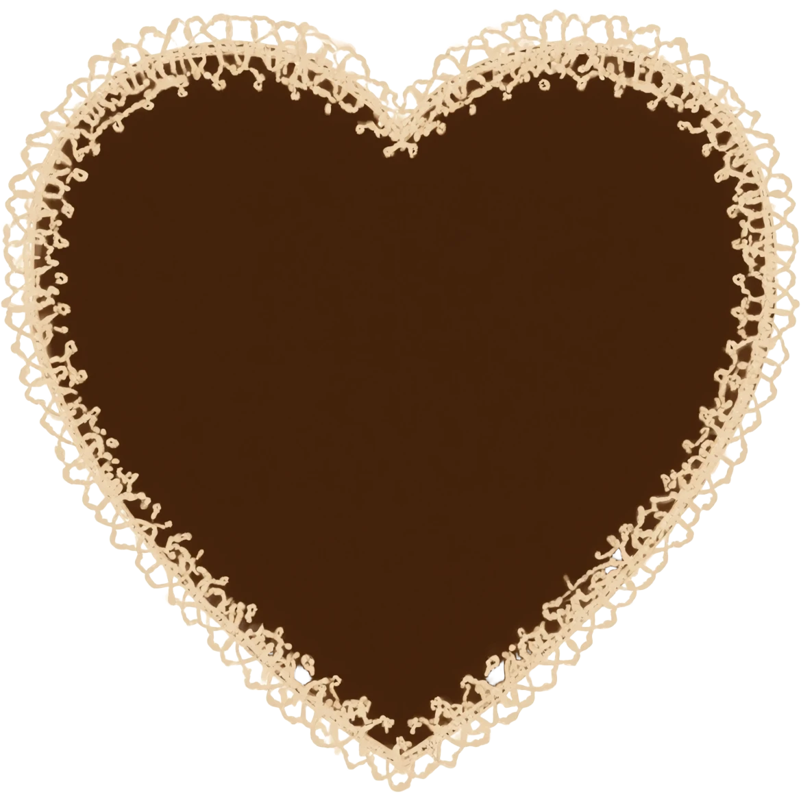 Dark brown heart with light tan lace tracing the outline emoji