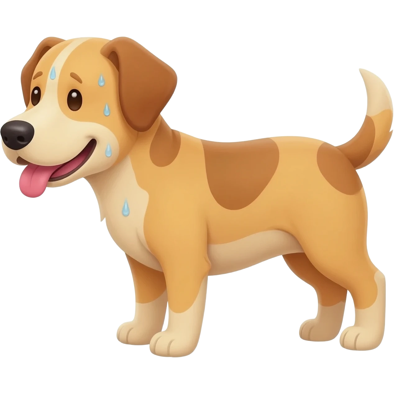 The dog has sunstroke, its tongue is sticking out, the dog is sweating emoji