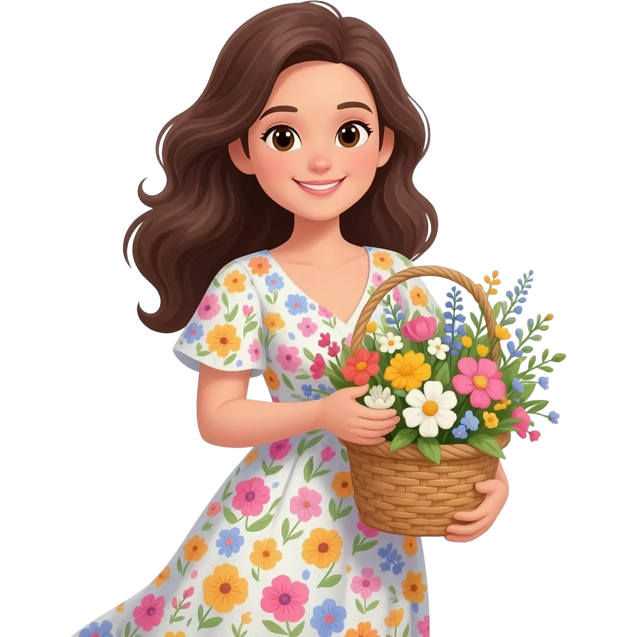 madre con vestido i una cesta emoji