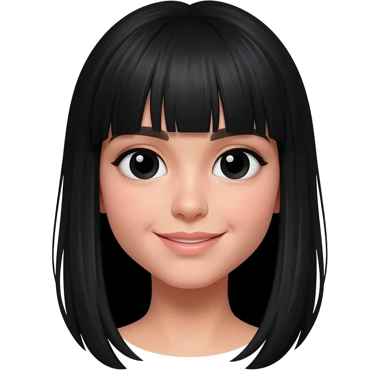 Düz ve siyah saçlı güzel bir kız emoji