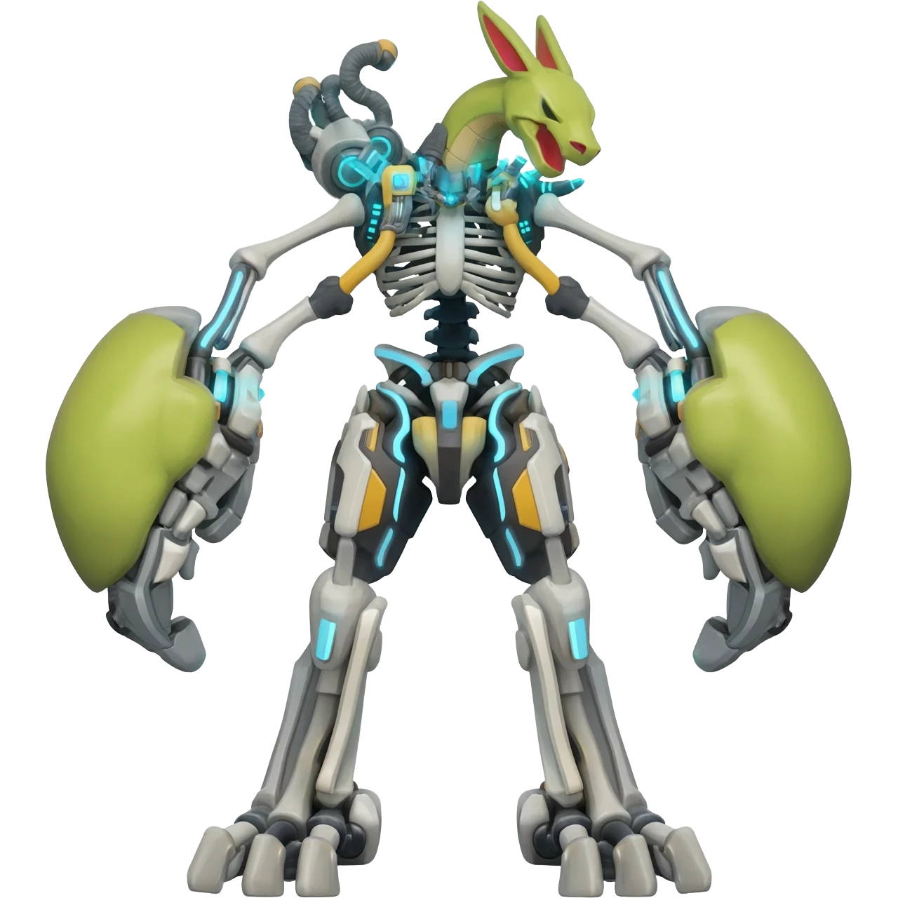 futuristic Skeleton-Cyborg-Manectric-Electrike-Salandit-Cubone-Umbreon-Marowak-Draco-Fakémon-hybrid-creature (full body), 4 legs emoji