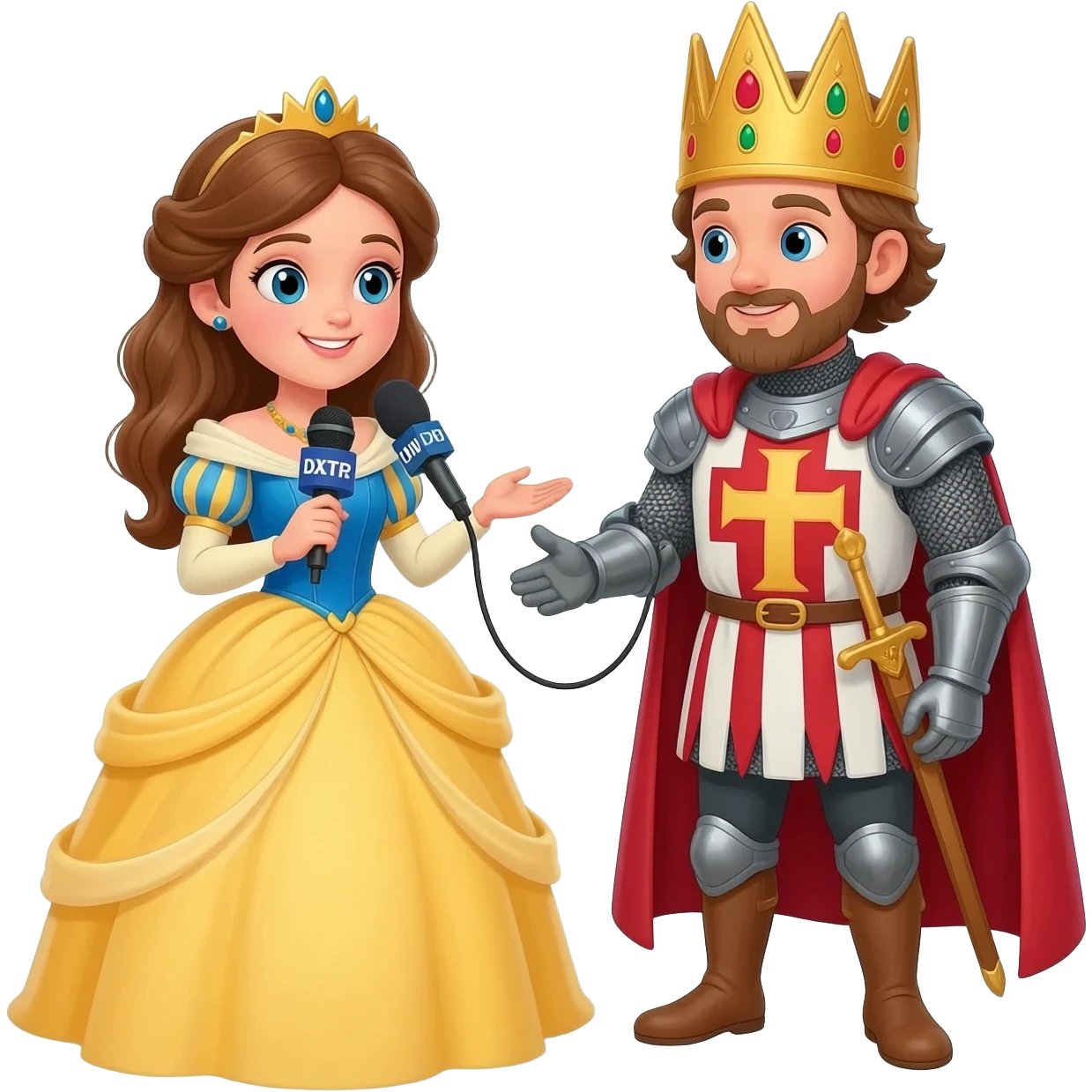 però que la princesa i sant jordi estigin discutin, i que la que entrevista sigi un noia emoji