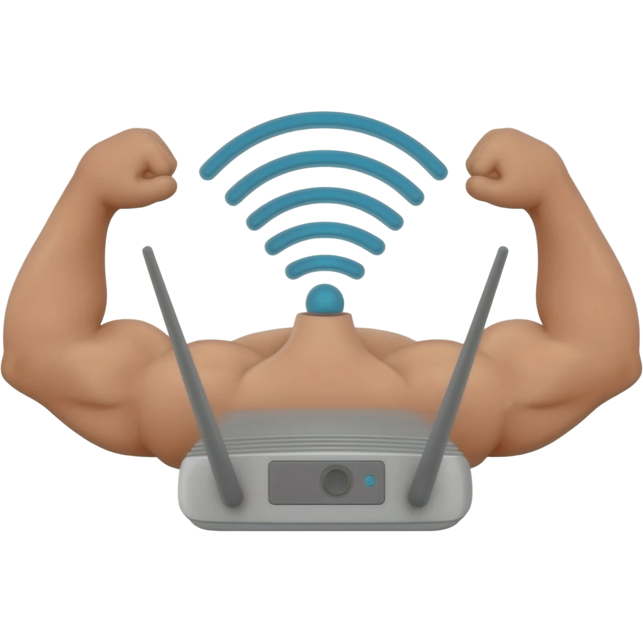 a wifi router with jacked human arms emoji