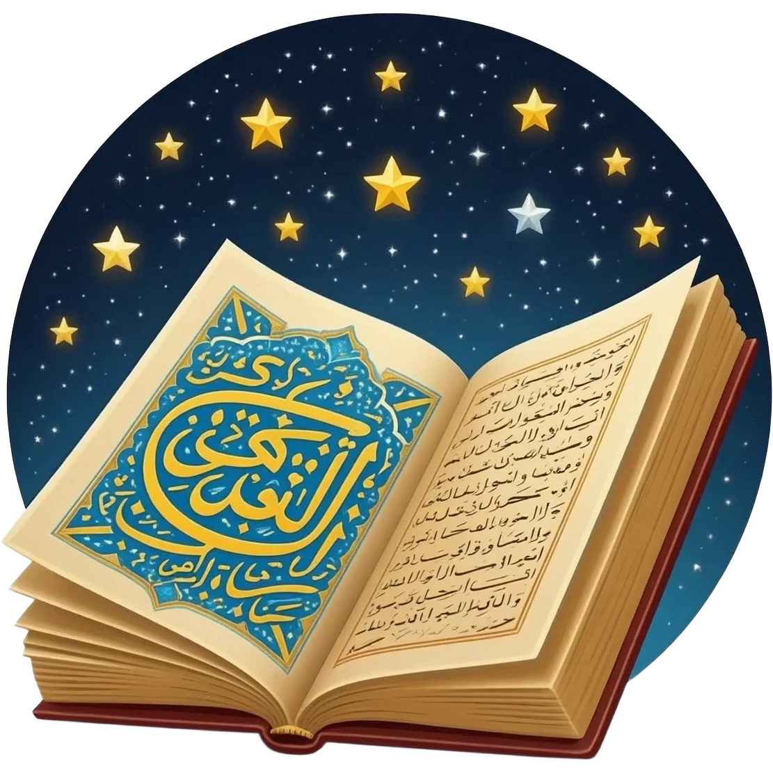 books islamic storytime, night stars bäckground emoji