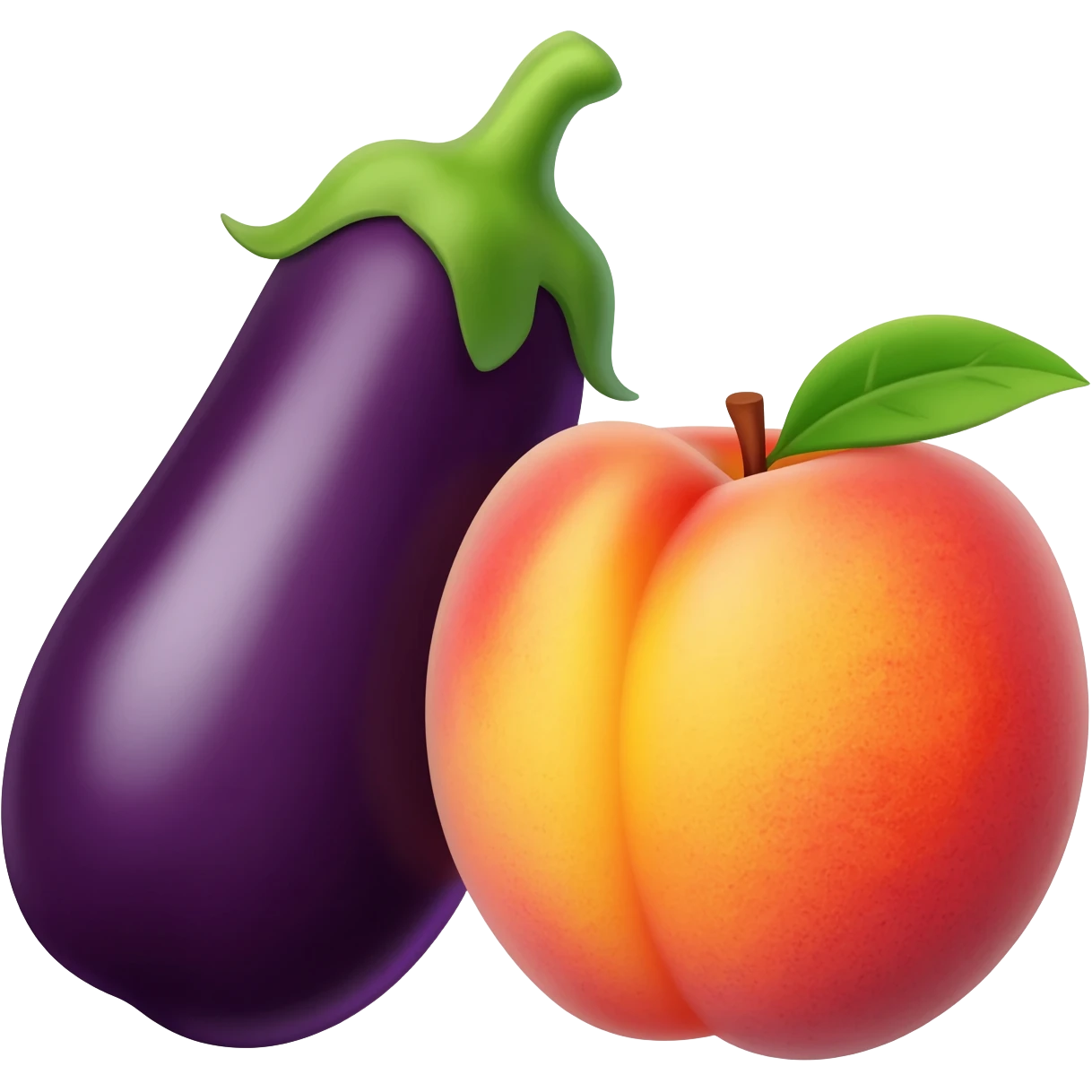 An eggplant rubbing the edge of a peach emoji