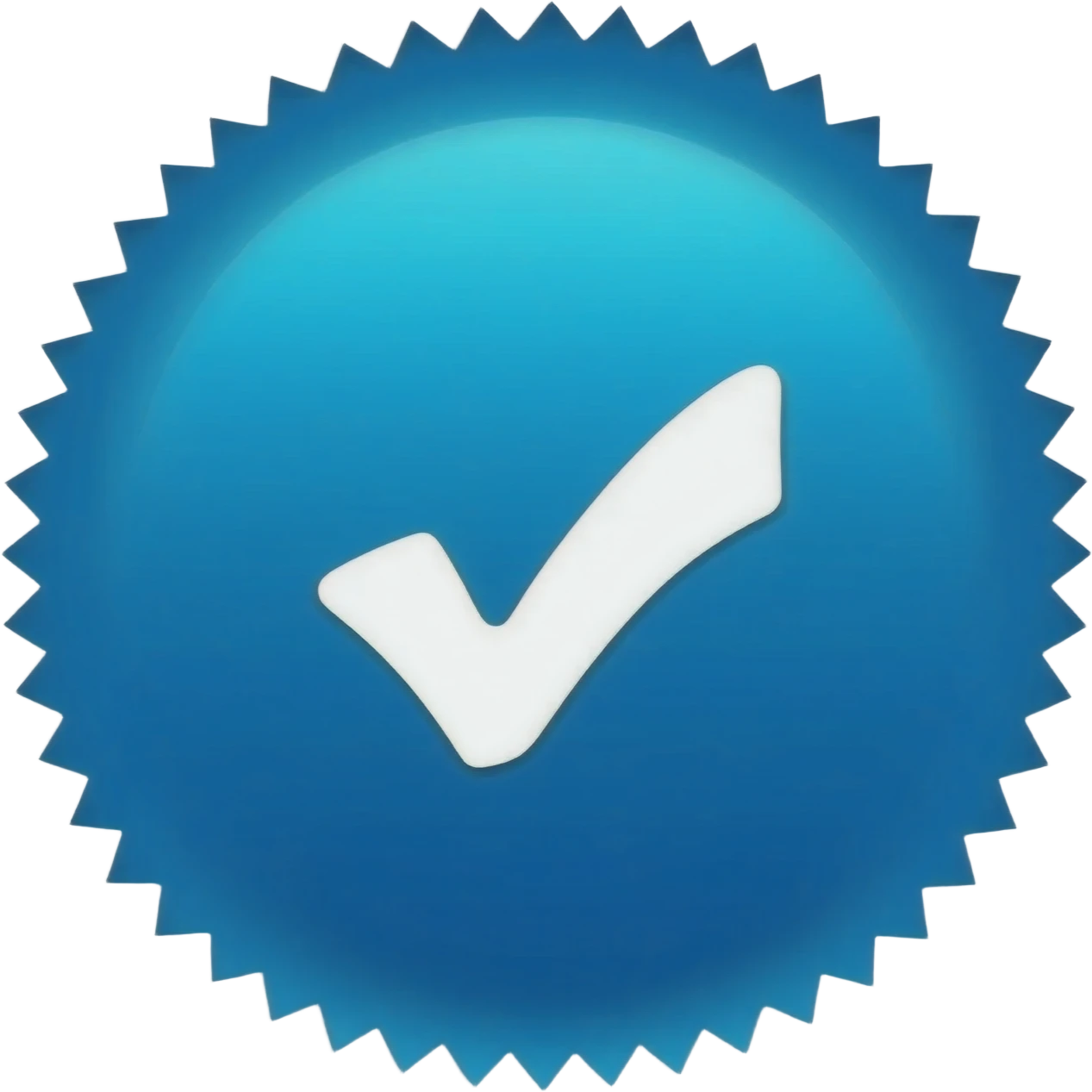 A high-resolution, clean emoji of a blue verified checkmark badge. The icon is a vibrant blue serrated circle with a white checkmark in the center, presented as a 3D glossy icon with soft lighting against a neutral, dark background.'}" emoji
