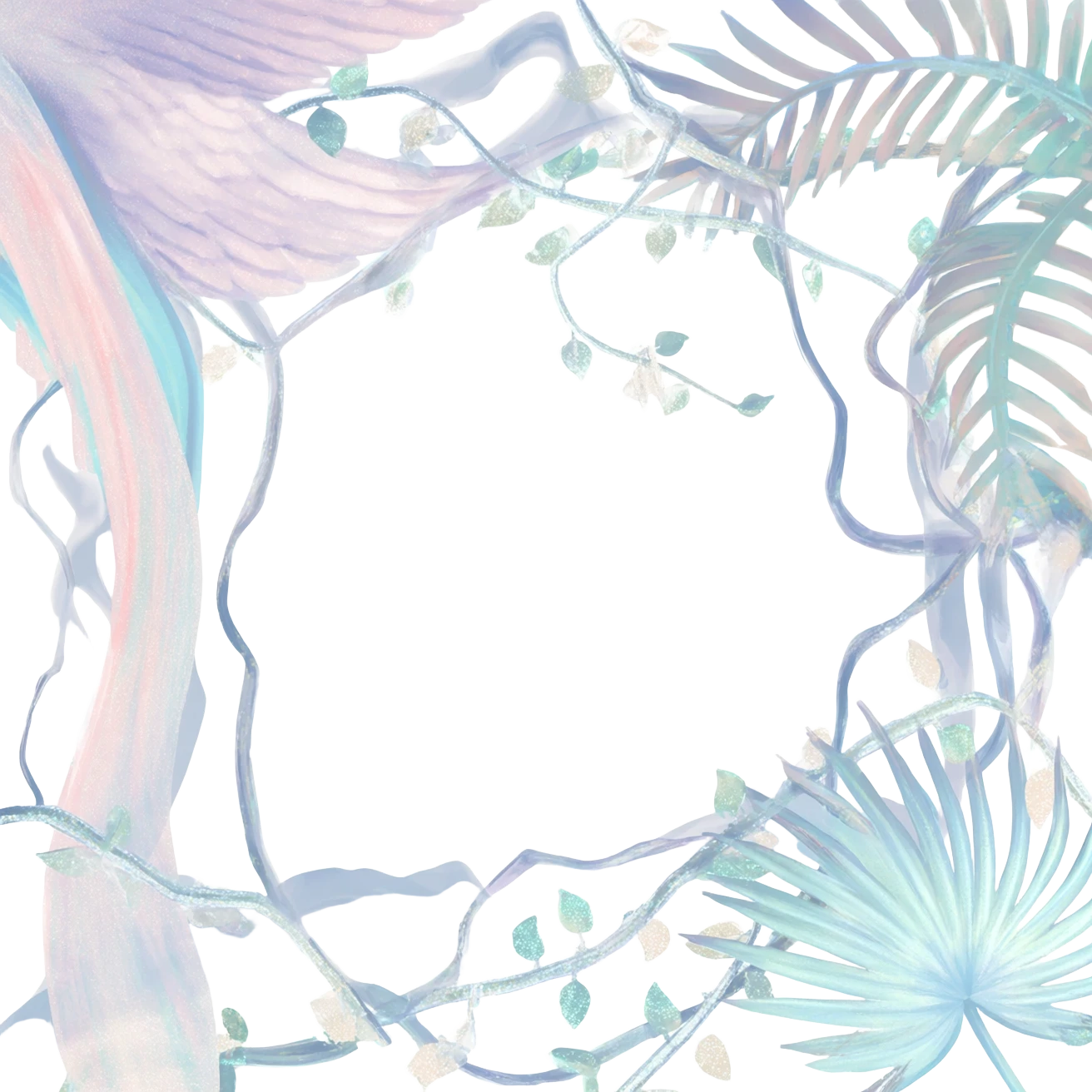 White marble dreamy divine godly angelic vines palm leaves tropical pastels glittery shiny aesthetic epic beautiful pretty scene scenery full picture  emoji