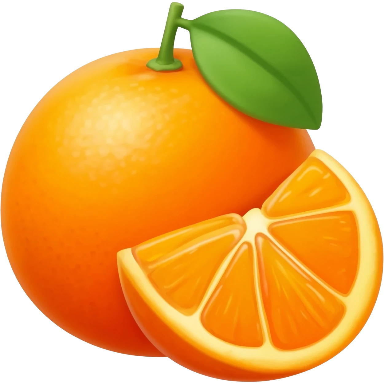 mandarine with leaf a cut tangerine lies nearby emoji