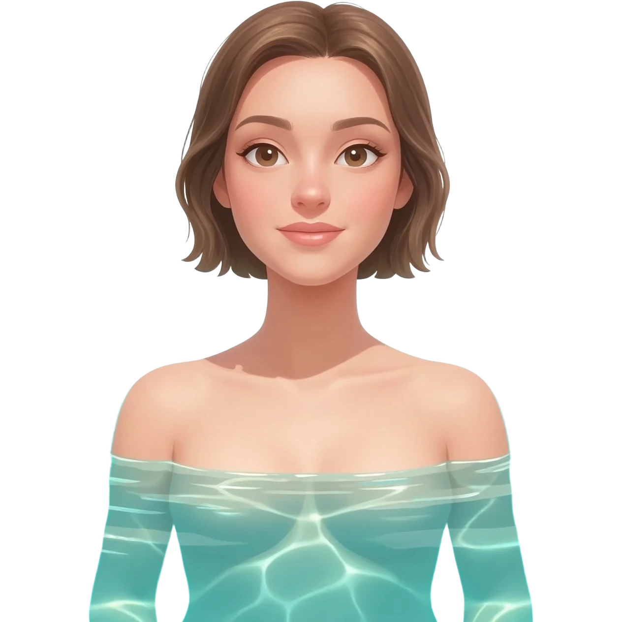 A naked girl showing her body in the pool emoji
