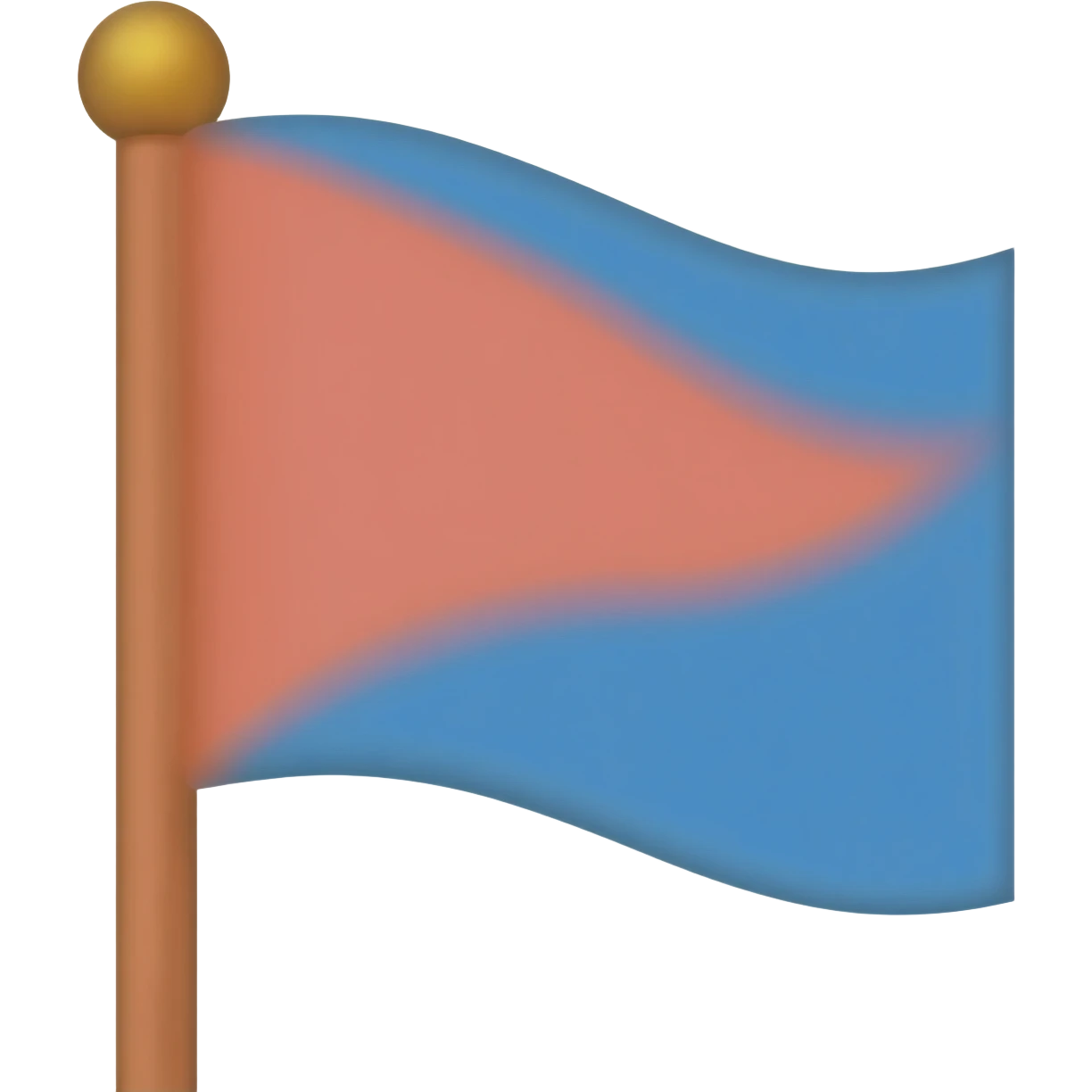 emoji-style flag icon on a pole, small triangular flag, orange, pink, sky blue emoji